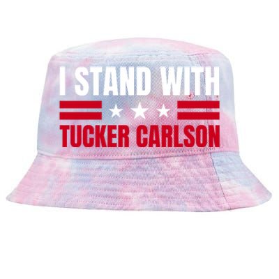 Tucker Carlson I Stand With Him, Men Women, I Stand With Tucker Carlson Tie-Dyed Bucket Hat