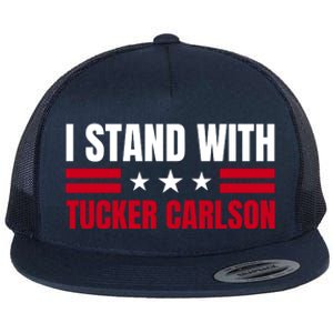 Tucker Carlson I Stand With Him, Men Women, I Stand With Tucker Carlson Flat Bill Trucker Hat