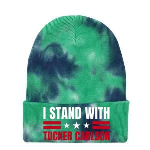 Tucker Carlson I Stand With Him, Men Women, I Stand With Tucker Carlson Tie Dye 12in Knit Beanie