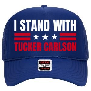 Tucker Carlson I Stand With Him, Men Women, I Stand With Tucker Carlson High Crown Mesh Back Trucker Hat