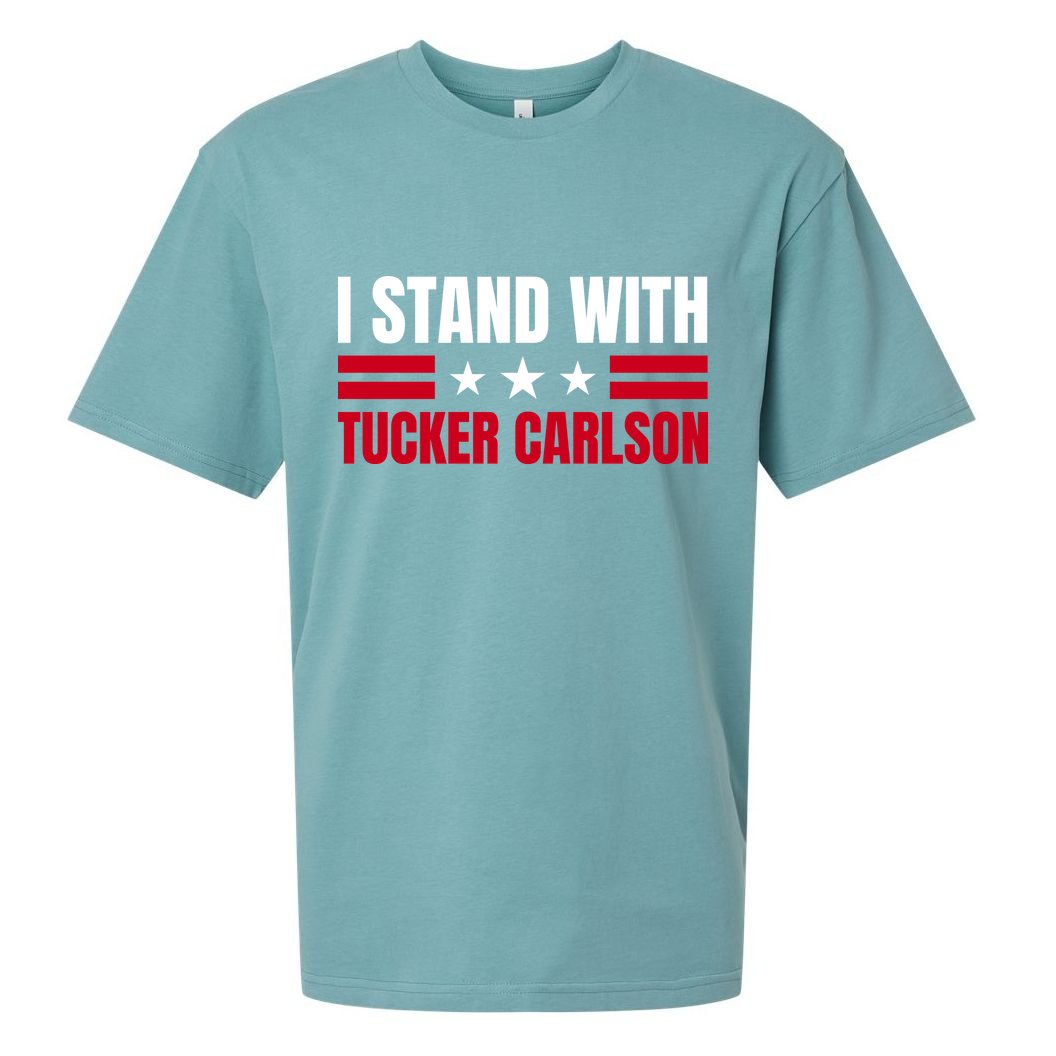 Tucker Carlson I Stand With Him, Men Women, I Stand With Tucker Carlson Sueded Cloud Jersey T-Shirt
