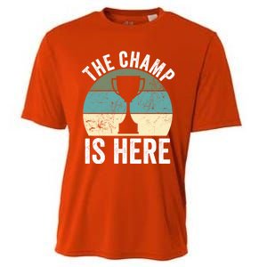 The Champ Is Here Fantasy Football Champion Winner Gift Cooling Performance Crew T-Shirt