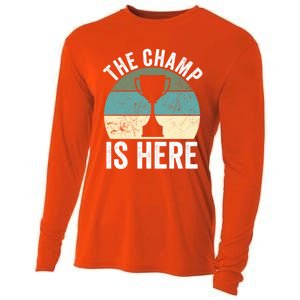 The Champ Is Here Fantasy Football Champion Winner Gift Cooling Performance Long Sleeve Crew