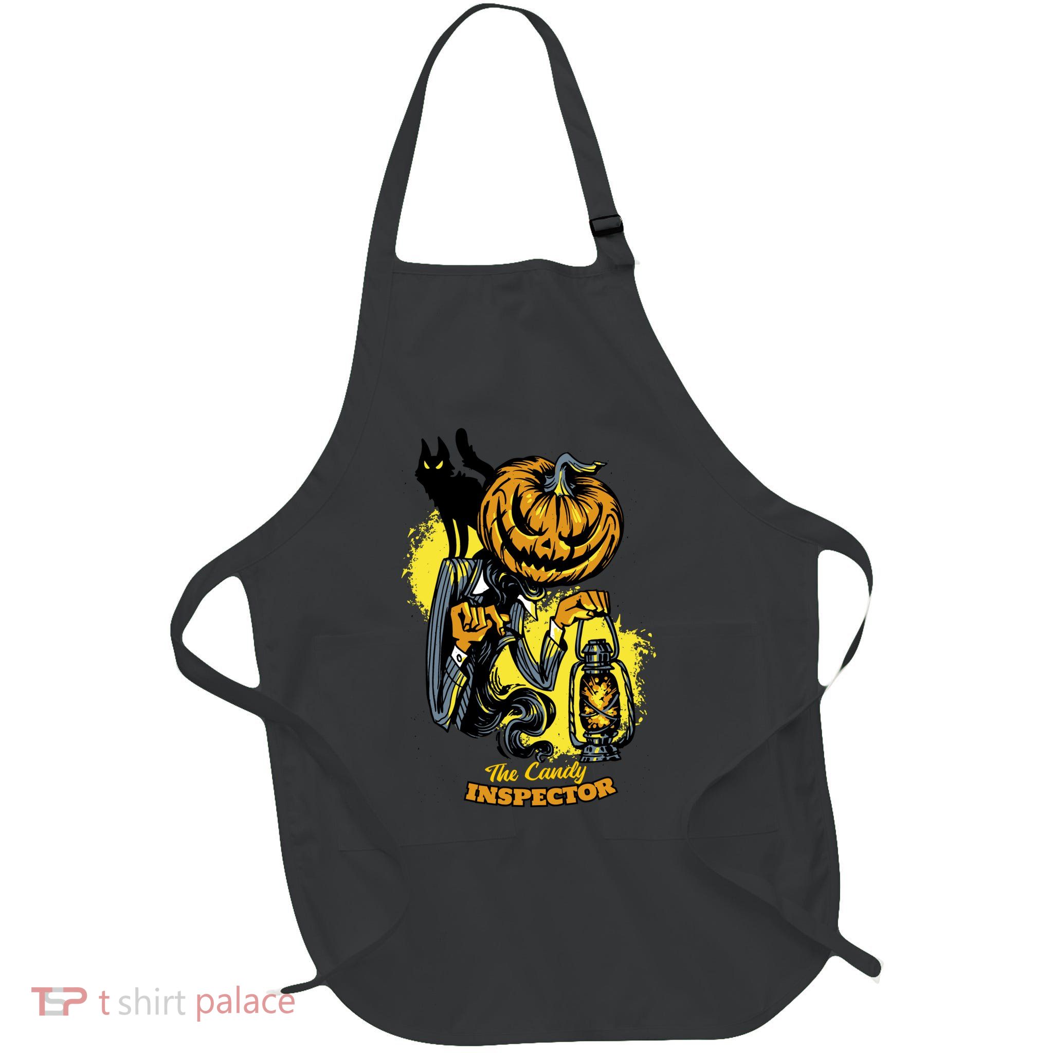 The Candy Inspector Funny Halloween Full-Length Apron With Pockets