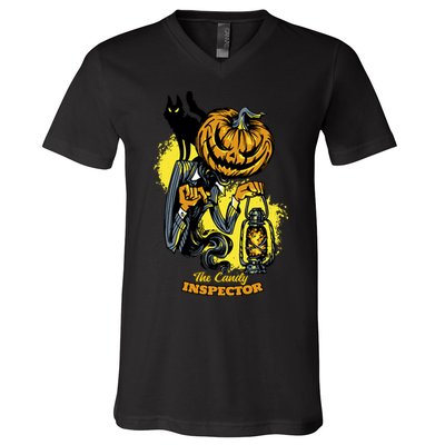 The Candy Inspector Funny Halloween V-Neck T-Shirt