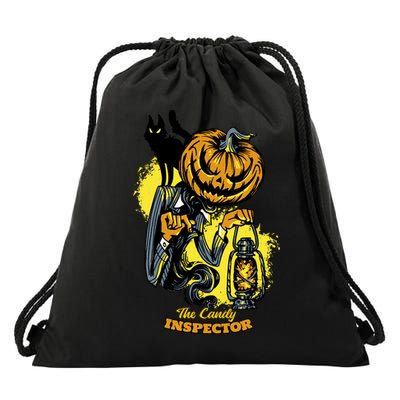 The Candy Inspector Funny Halloween Drawstring Bag