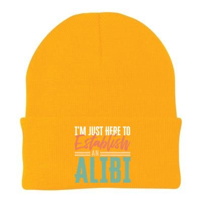 True Crime Im Just Here To Establish An Alibi Funny Gift Knit Cap Winter Beanie