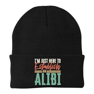 True Crime Im Just Here To Establish An Alibi Funny Gift Beanie