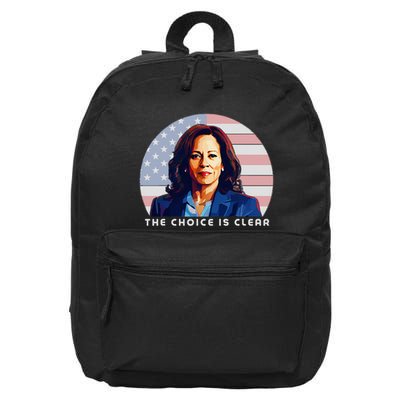 The Choice Is Clear Kamala Harris President 24 16 in Basic Backpack