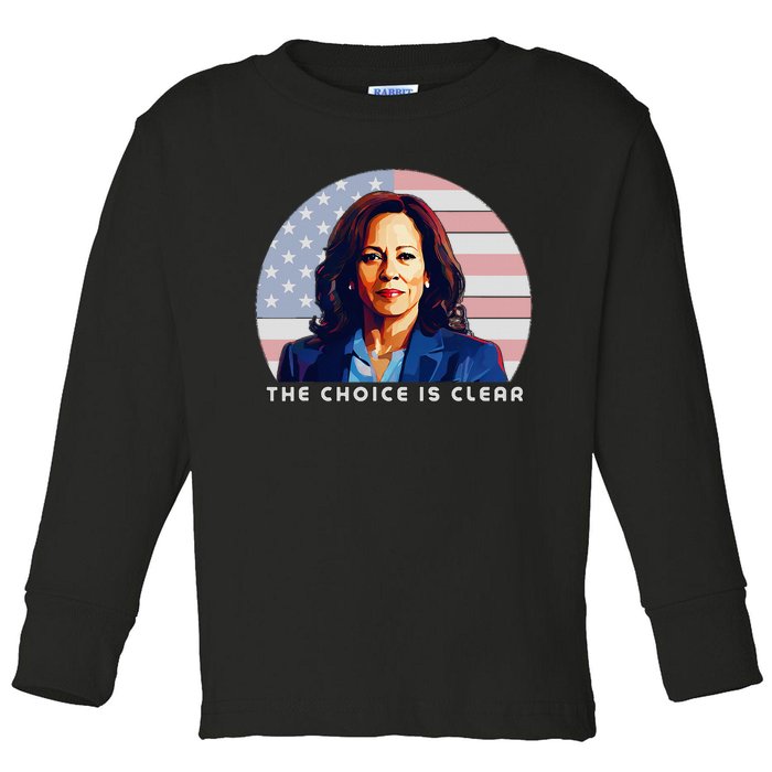 The Choice Is Clear Kamala Harris President 24 Toddler Long Sleeve Shirt