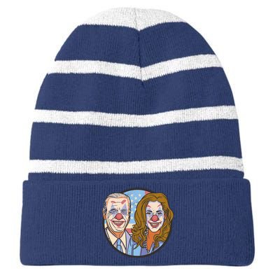 The Clowns Joe Biden Kamala Harris Striped Beanie with Solid Band