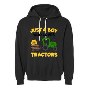 Tractor Costume Just A Boy Who Loves Tractors Garment-Dyed Fleece Hoodie