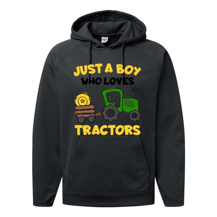 Tractor Costume Just A Boy Who Loves Tractors Performance Fleece Hoodie