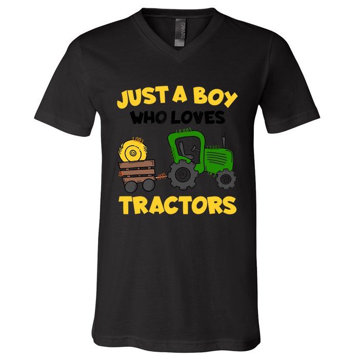 Tractor Costume Just A Boy Who Loves Tractors V-Neck T-Shirt