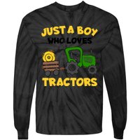 Tractor Costume Just A Boy Who Loves Tractors Tie-Dye Long Sleeve Shirt