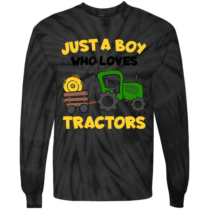 Tractor Costume Just A Boy Who Loves Tractors Tie-Dye Long Sleeve Shirt