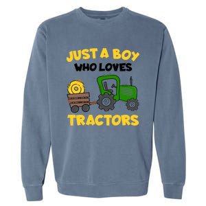 Tractor Costume Just A Boy Who Loves Tractors Garment-Dyed Sweatshirt