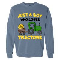 Tractor Costume Just A Boy Who Loves Tractors Garment-Dyed Sweatshirt