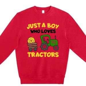 Tractor Costume Just A Boy Who Loves Tractors Premium Crewneck Sweatshirt