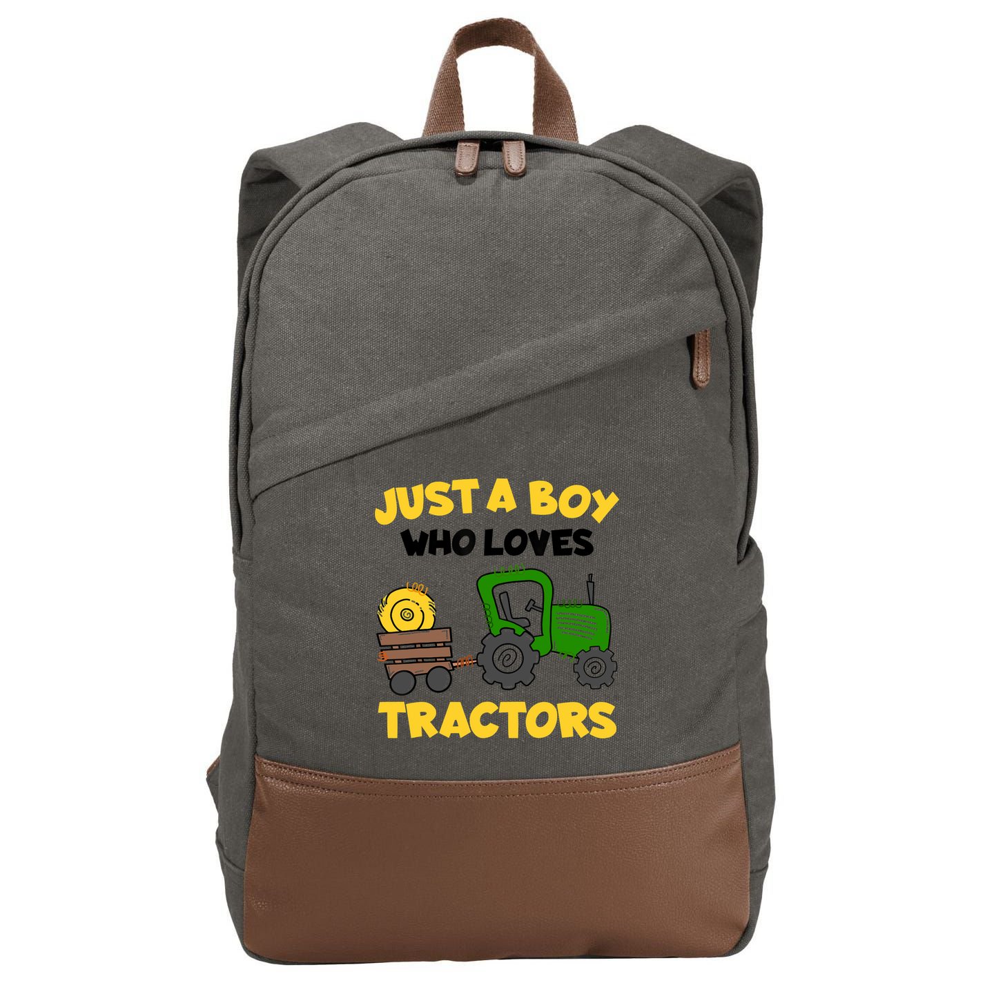 Tractor Costume Just A Boy Who Loves Tractors Cotton Canvas Backpack