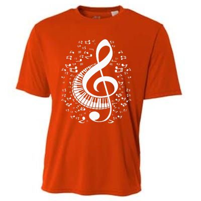 Treble Clef Keyboard Classical Music Notes Pianist Cooling Performance Crew T-Shirt