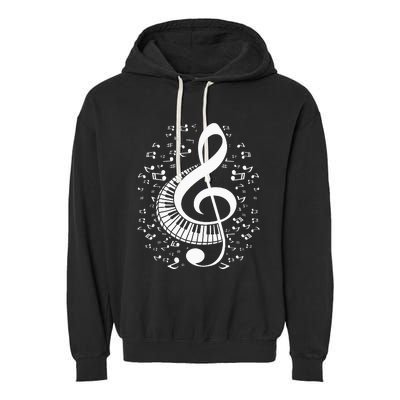 Treble Clef Keyboard Classical Music Notes Pianist Garment-Dyed Fleece Hoodie