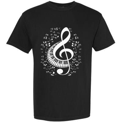 Treble Clef Keyboard Classical Music Notes Pianist Garment-Dyed Heavyweight T-Shirt