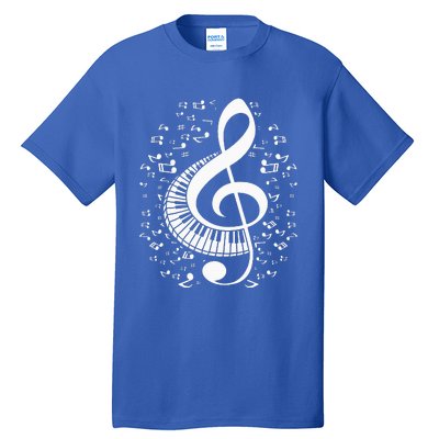 Treble Clef Keyboard Classical Music Notes Pianist Tall T-Shirt