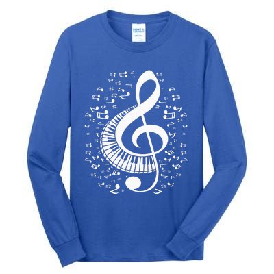 Treble Clef Keyboard Classical Music Notes Pianist Tall Long Sleeve T-Shirt