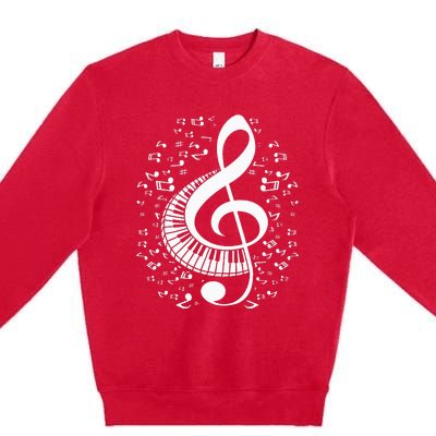 Treble Clef Keyboard Classical Music Notes Pianist Premium Crewneck Sweatshirt