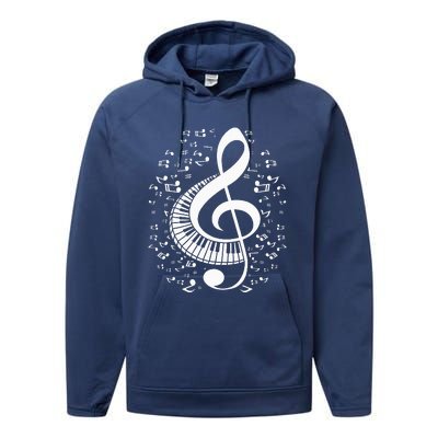 Treble Clef Keyboard Classical Music Notes Pianist Performance Fleece Hoodie