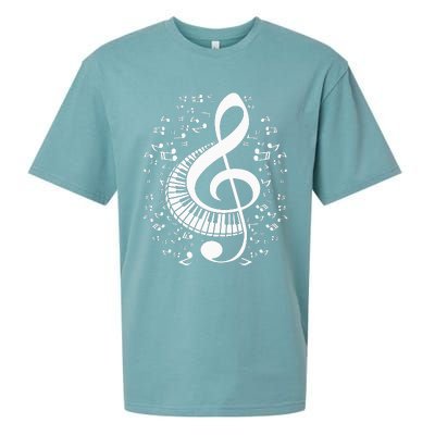 Treble Clef Keyboard Classical Music Notes Pianist Sueded Cloud Jersey T-Shirt