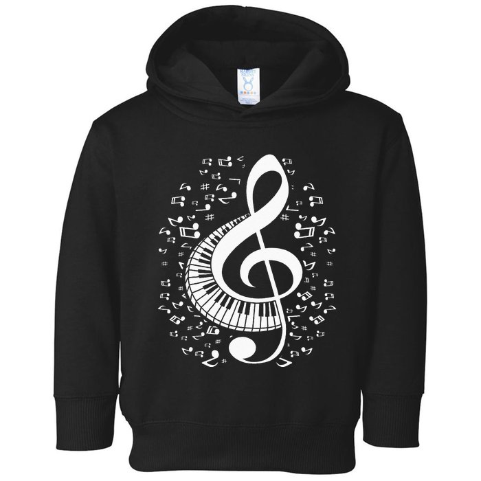 Treble Clef Keyboard Classical Music Notes Pianist Piano Toddler Hoodie