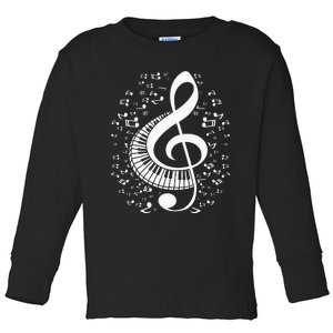 Treble Clef Keyboard Classical Music Notes Pianist Piano Toddler Long Sleeve Shirt