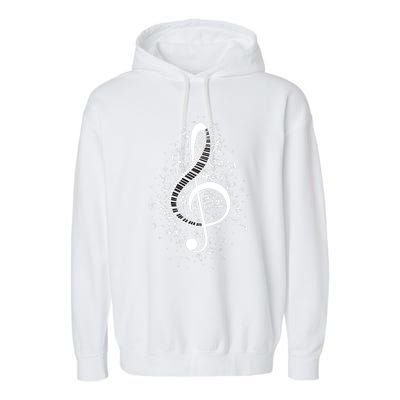 Treble Clef Keys Piano Player Pianist Classical Music Garment-Dyed Fleece Hoodie