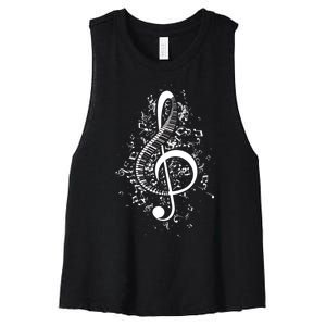 Treble Clef Keys Piano Player Pianist Classical Music Women's Racerback Cropped Tank