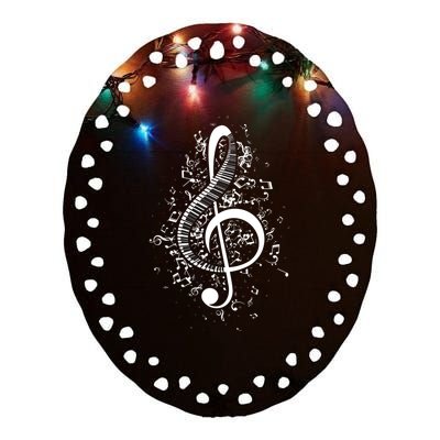 Treble Clef Keys Piano Player Pianist Classical Music Ceramic Oval Ornament