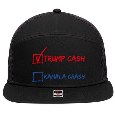 Trump Cash Kamala Crash Donald Trump 2024 For President 7 Panel Mesh Trucker Snapback Hat