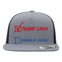 Trump Cash Kamala Crash Donald Trump 2024 For President Flat Bill Trucker Hat