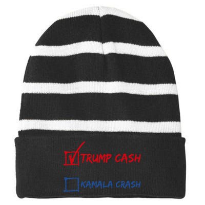 Trump Cash Kamala Crash Donald Trump 2024 For President Striped Beanie with Solid Band