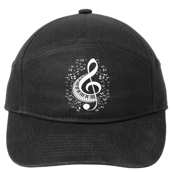 Treble Clef Keyboard Classical Music Notes Pianist Piano 7-Panel Snapback Hat