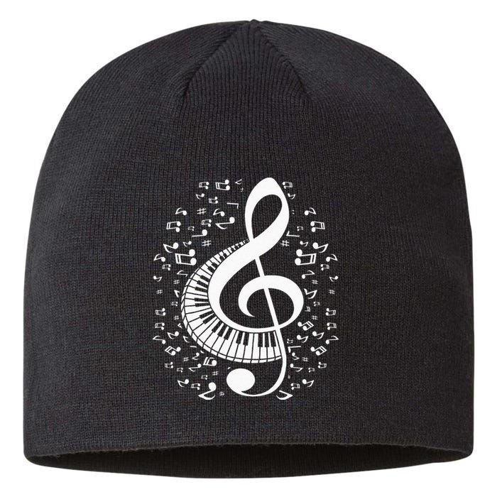 Treble Clef Keyboard Classical Music Notes Pianist Piano Sustainable Beanie