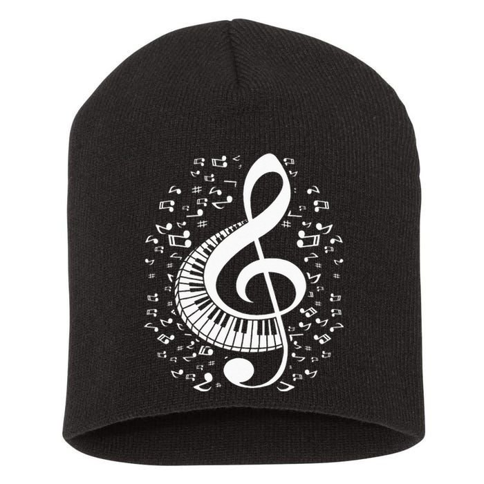 Treble Clef Keyboard Classical Music Notes Pianist Piano Short Acrylic Beanie