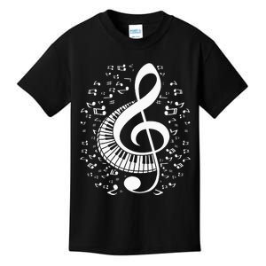 Treble Clef Keyboard Classical Music Notes Pianist Piano Kids T-Shirt