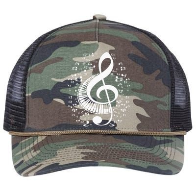 Treble Clef Keyboard Classical Music Notes Pianist Piano Retro Rope Trucker Hat Cap