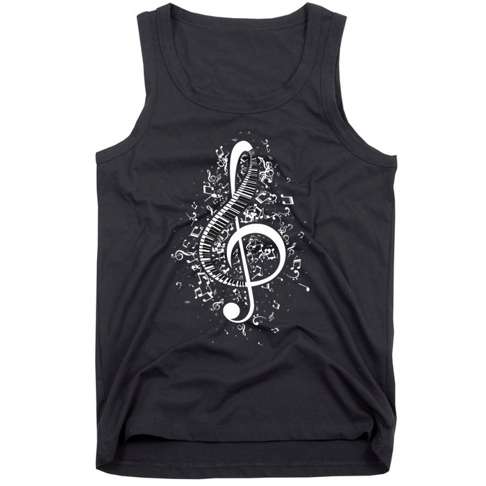 Treble Clef Keys Piano Player Pianist Classical Music Tank Top