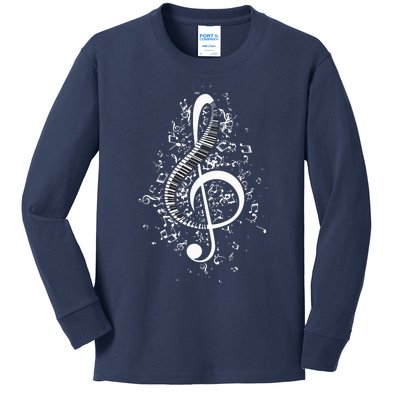 Treble Clef Keys Piano Player Pianist Classical Music Kids Long Sleeve Shirt