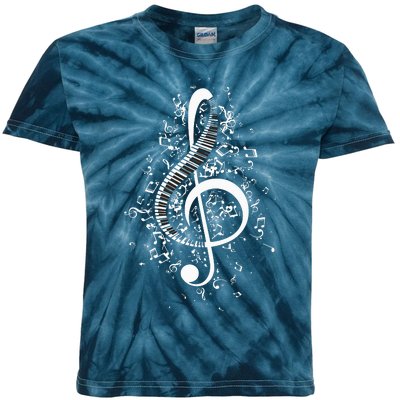 Treble Clef Keys Piano Player Pianist Classical Music Kids Tie-Dye T-Shirt