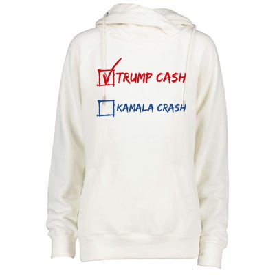 Trump Cash Kamala Crash Donald Trump 2024 Womens Funnel Neck Pullover Hood