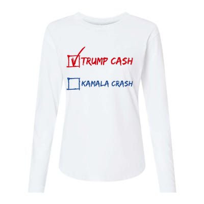 Trump Cash Kamala Crash Donald Trump 2024 Womens Cotton Relaxed Long Sleeve T-Shirt